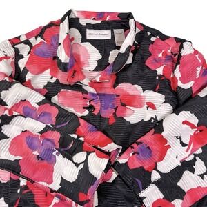 Alfred Dunner 14 Multicolor Floral Button Jacket Textured Botanical Grannycore